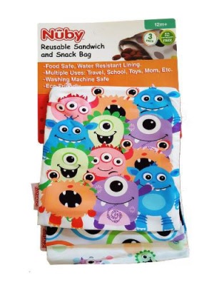 nuby reusable snack bag - 3 pack